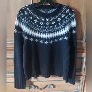 JCrew Jeweled Embellished Fair Isle Crewneck Sweater Black Size L